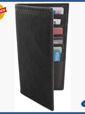 Genuine Buffalo Bison Leather Long Checkbook Wallet Slim Profile RFID Protected